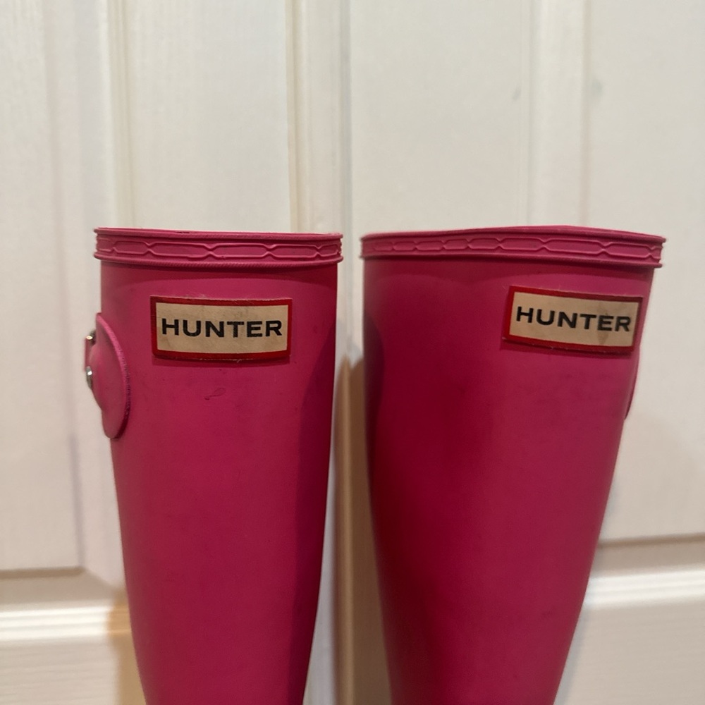 Hunter Big Girls Women’s Fuchsia Pink Rain Boots Size 4 - Picture 3 of 7